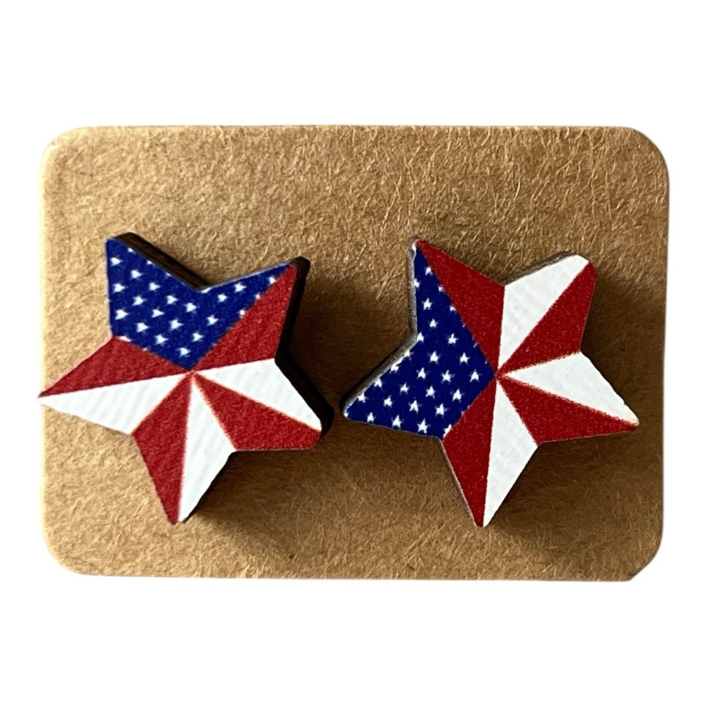 Earrings USA American Flag Patriotic Star Design Stars and Stripes